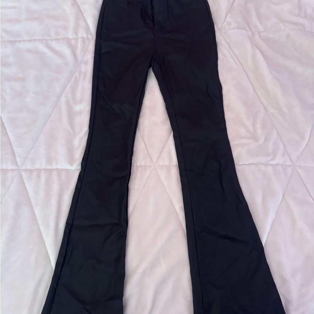 Black Flared leather pants
